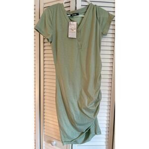 BTFBM Light Green Ruched Short Sleeve Bodycon Casual Dress Size S